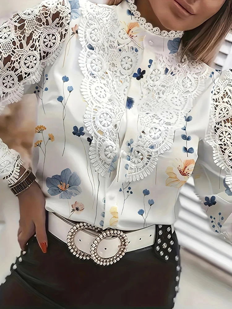 Blouse Blanche Élégante à Dentelle