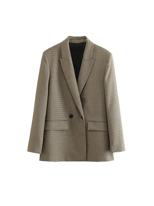 Blazer Femme à Carreaux – Élégance Décontractée