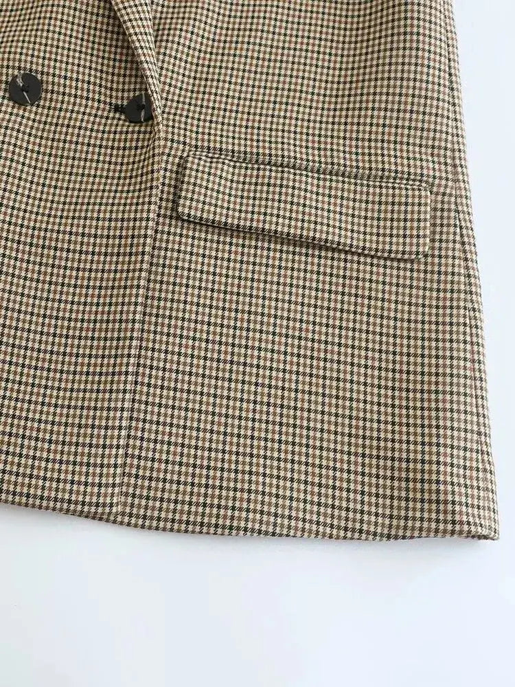 Blazer Femme à Carreaux – Élégance Décontractée