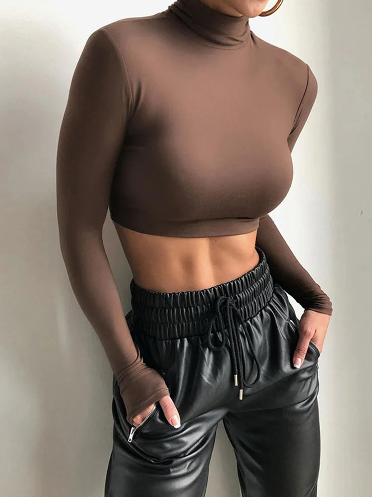 Haut col roulé slim pour femme