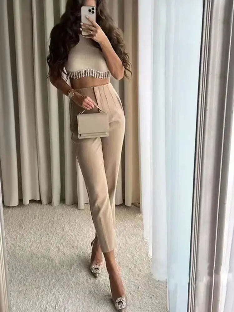 Pantalon Femme Taille Haute