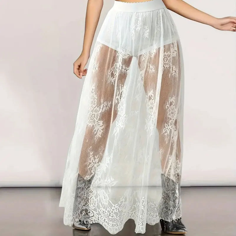 Jupe Longue Dentelle Florale – Style Lolita
