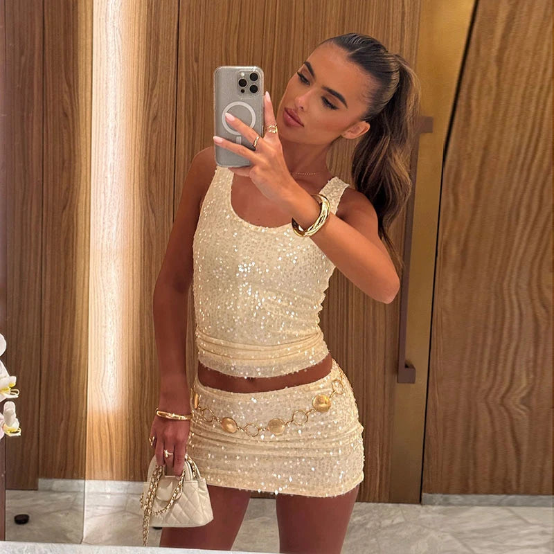 Ensemble Mini Jupe à Sequins