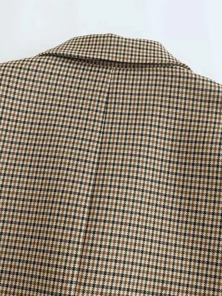Blazer Femme à Carreaux – Élégance Décontractée