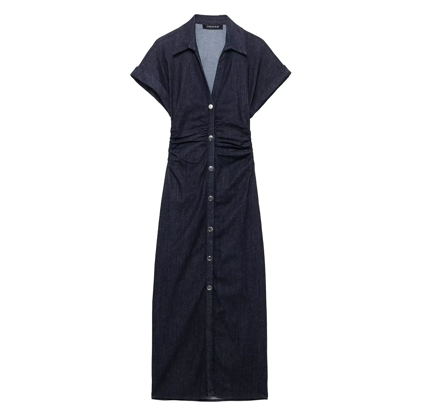 Robe Chemise Mi-Longue à Plis