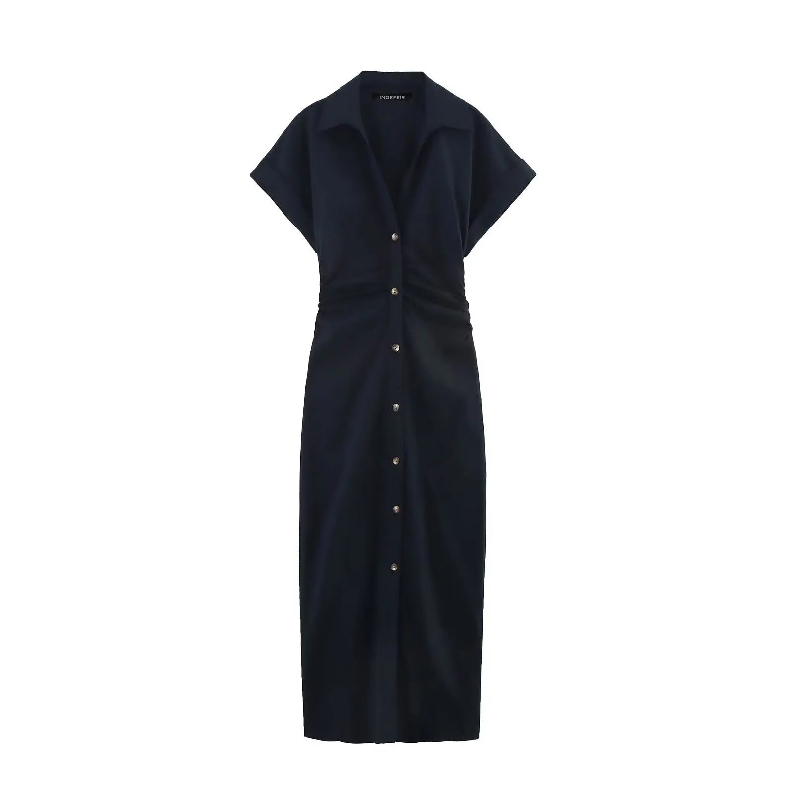 Robe Chemise Mi-Longue à Plis
