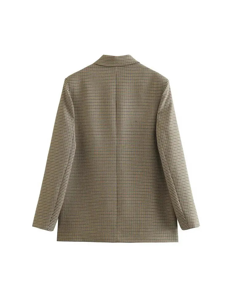 Blazer Femme à Carreaux – Élégance Décontractée