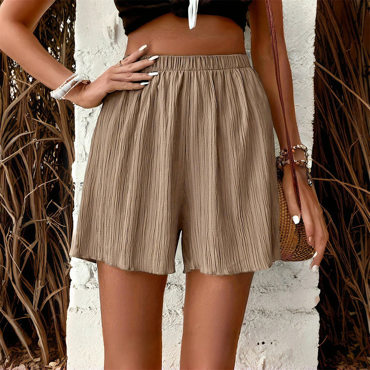 Short Décontracté Taille Haute